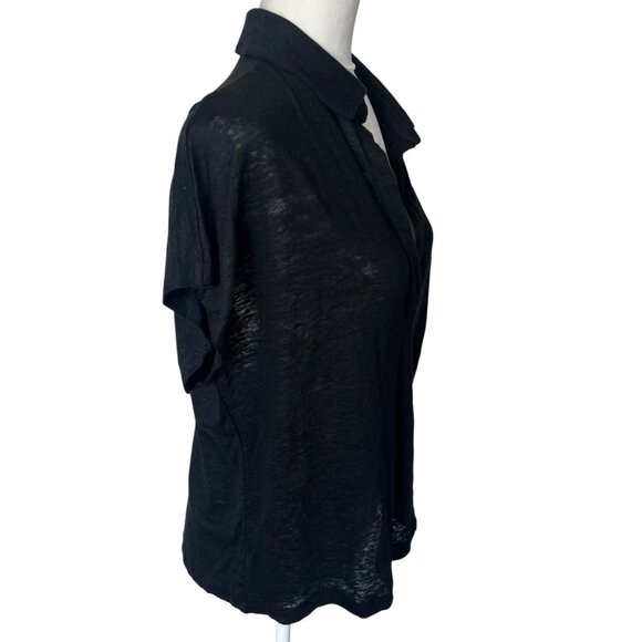 Banana Republic 100% Linen Collared Tee Black Color Size Large - Picture 6 of 11